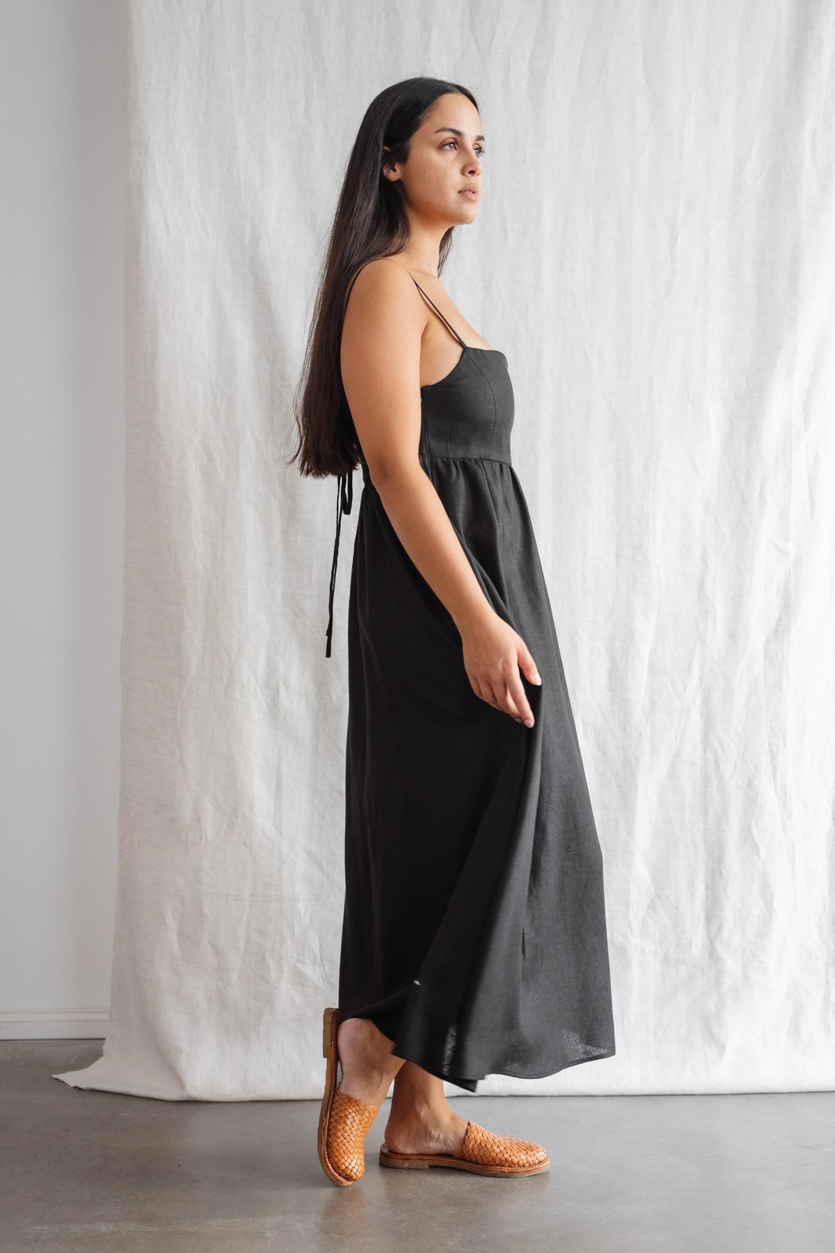 Hemp/Tencel strap dress Saranya Black