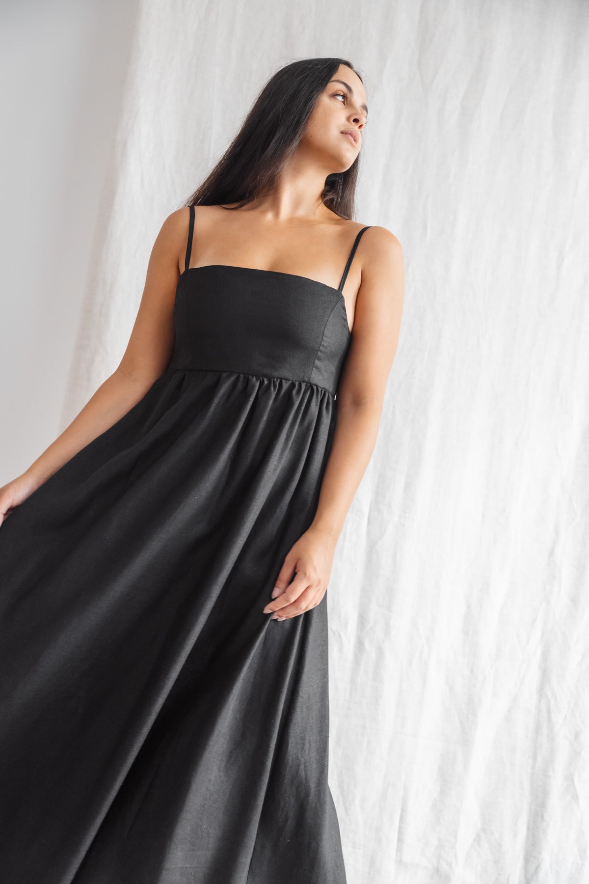 Hanf/Tencel Trägerkleid Saranya Schwarz