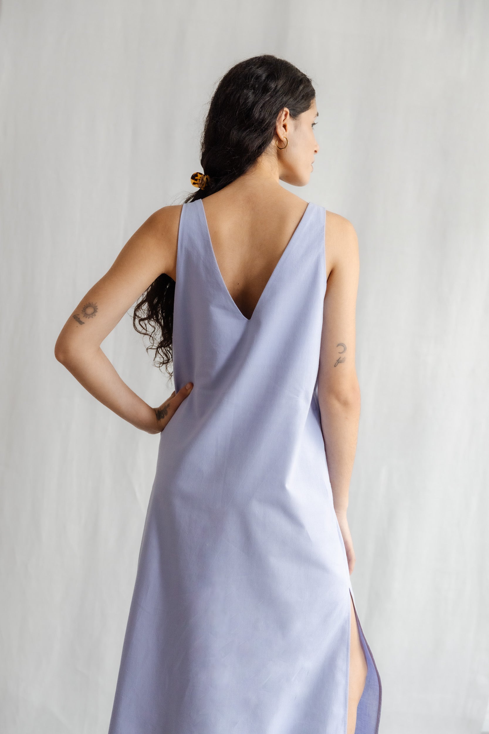Organic cotton midi dress Arohi purple