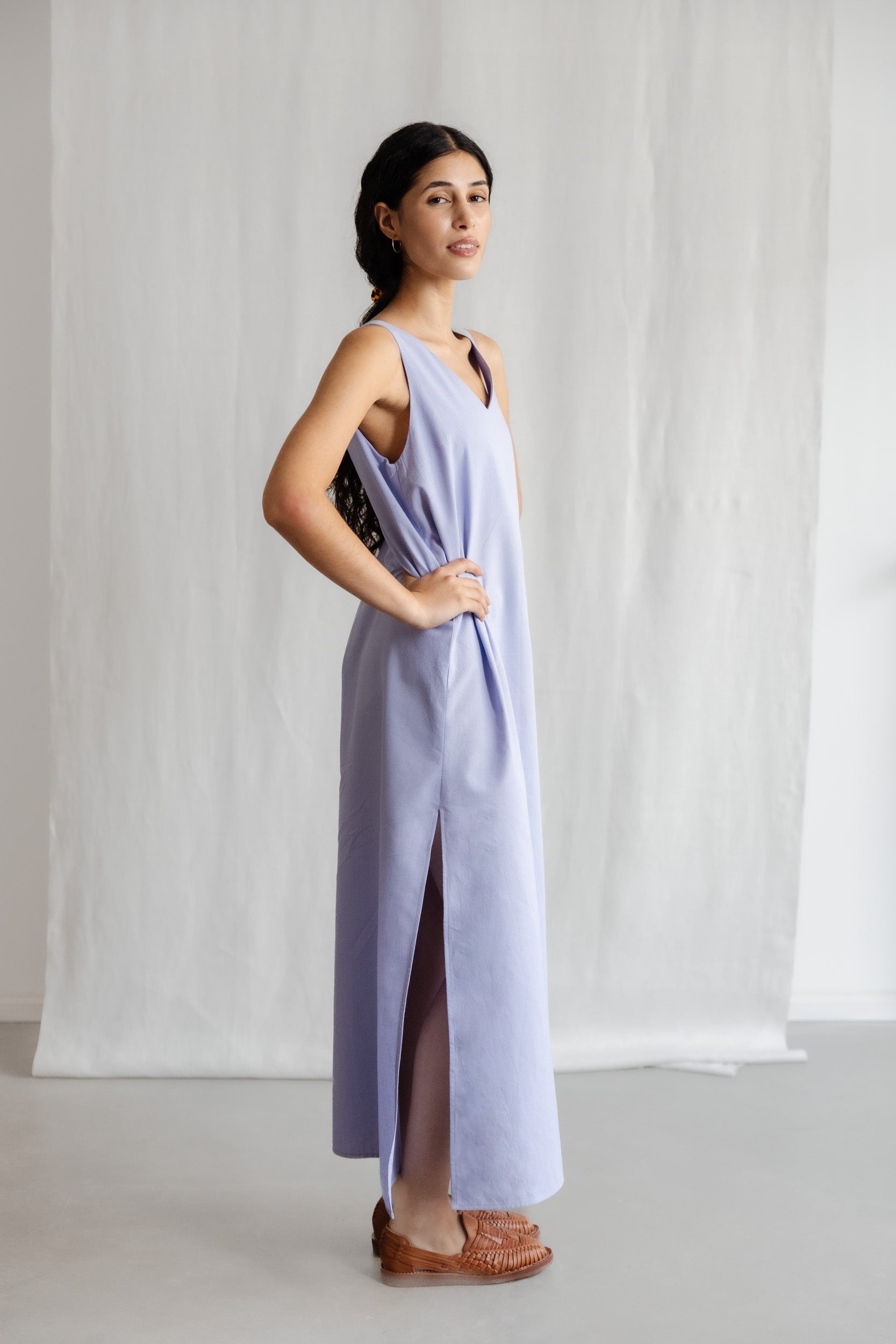 Organic cotton midi dress Arohi purple