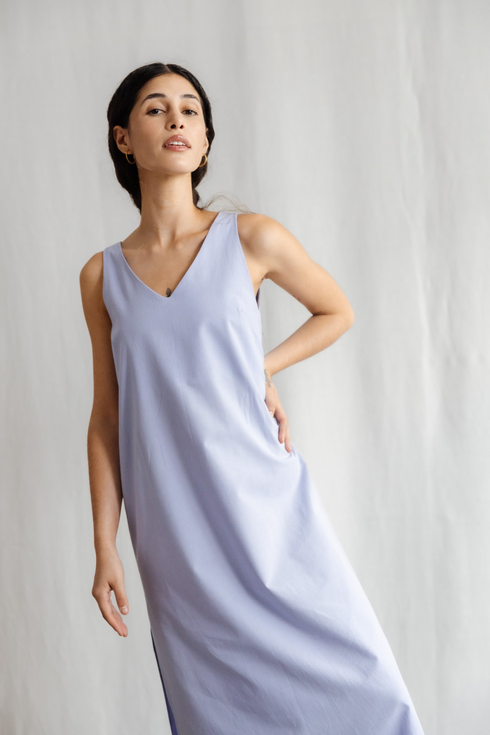 Organic cotton midi dress Arohi purple