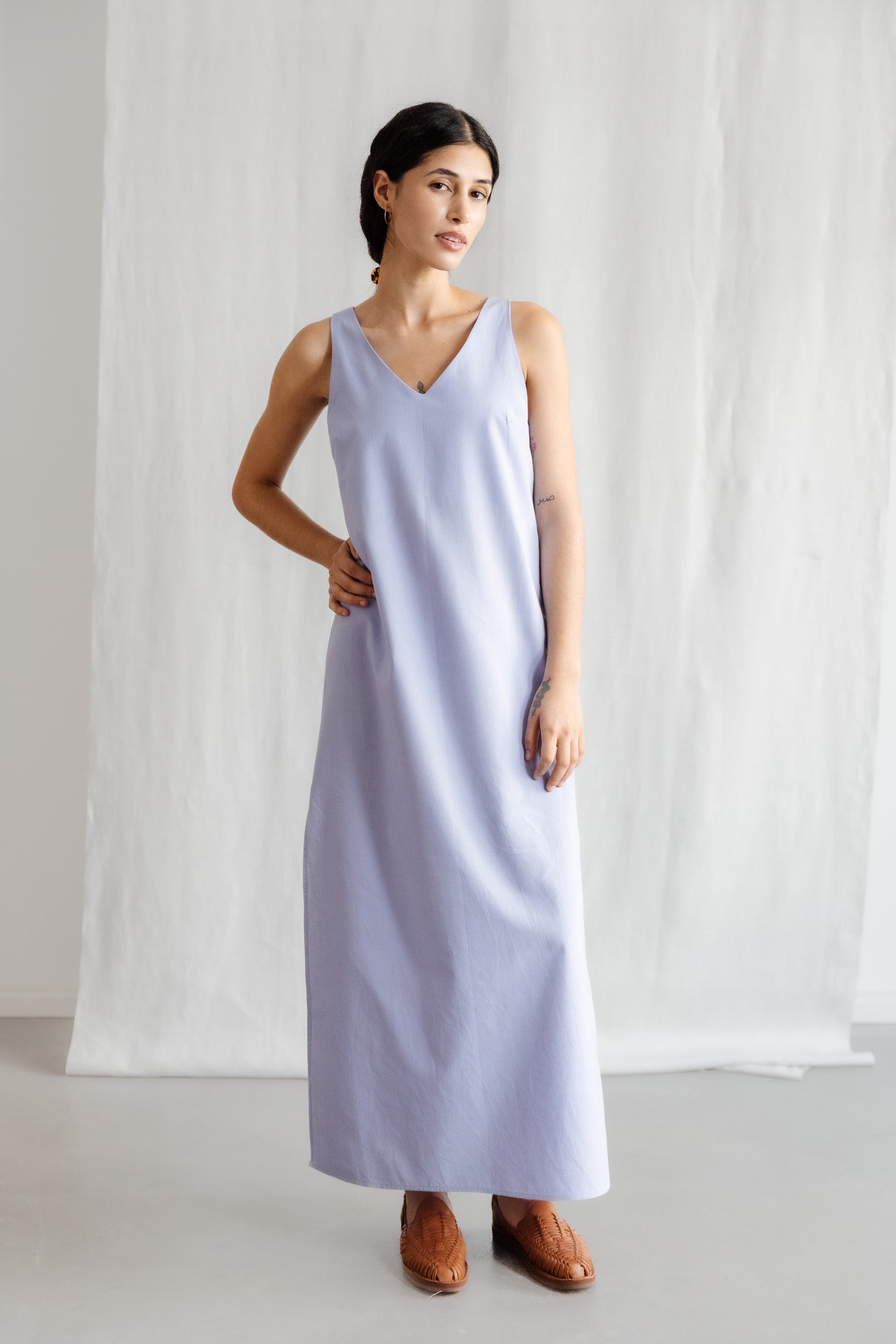 purple cotton midi dress Organic cotton midi dress Arohi purple
