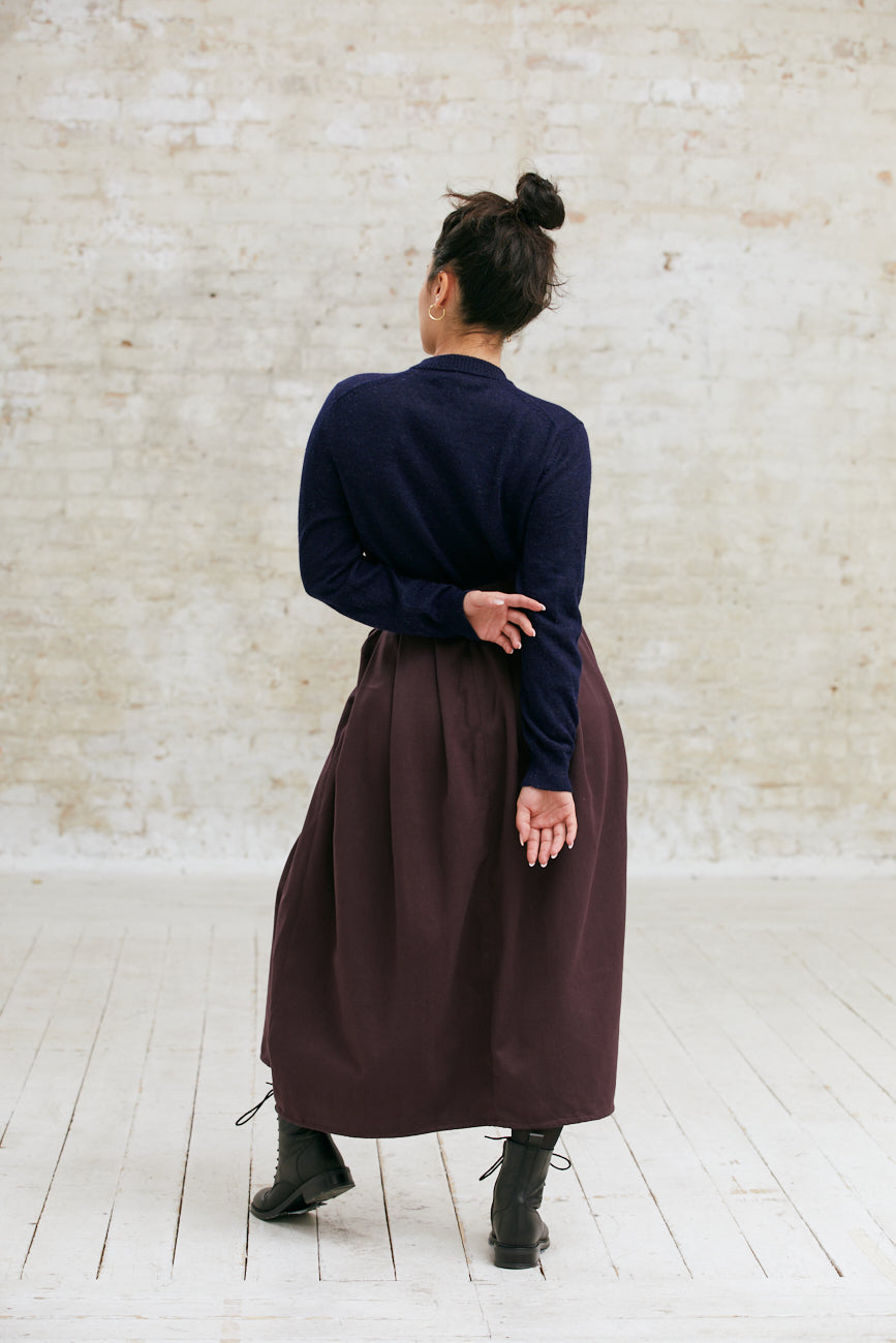 Organic cotton midi skirt Ahaana Aubergine