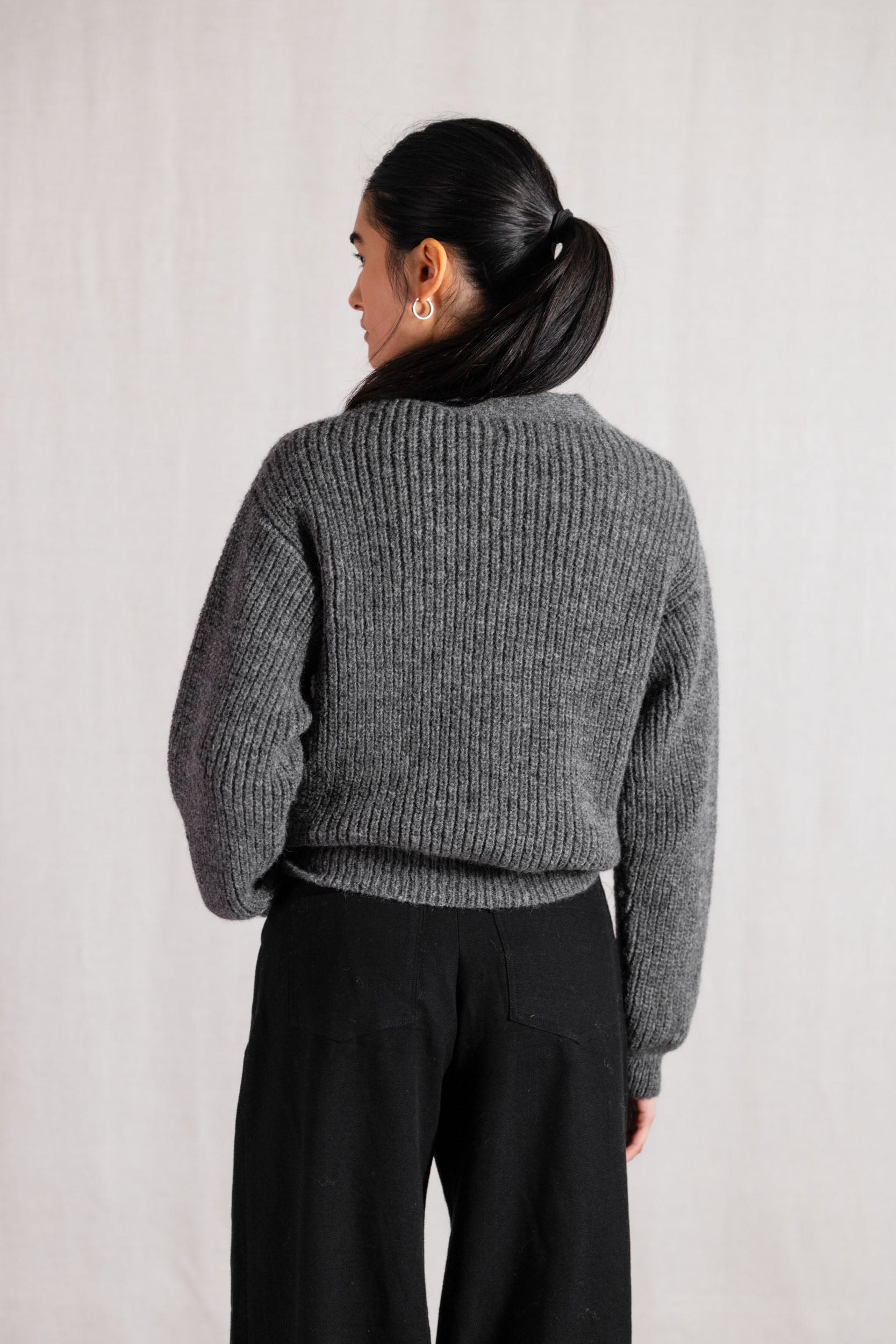Baby-Alpaka Strickcardigan Aipena Dunkelgrau