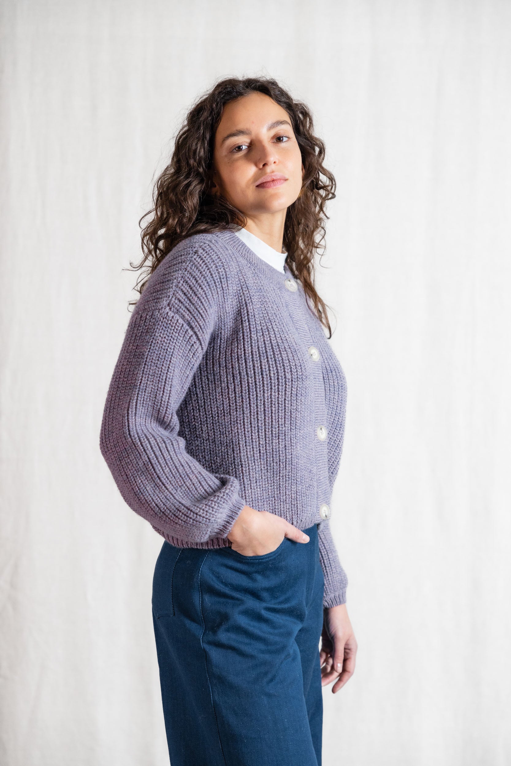 Baby-Alpaka Strickcardigan Betana Lila