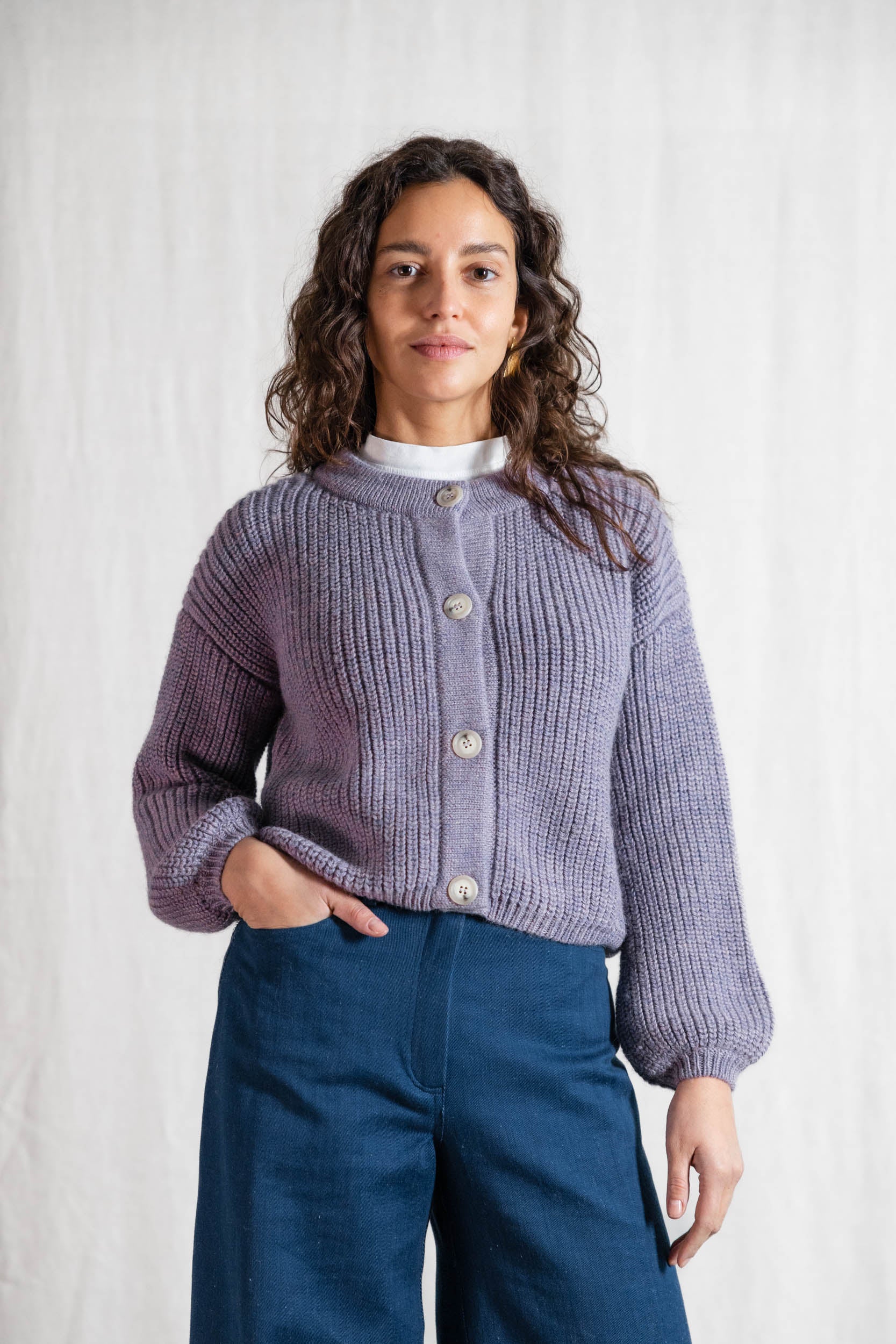 Baby-Alpaka Strickcardigan Betana Lila