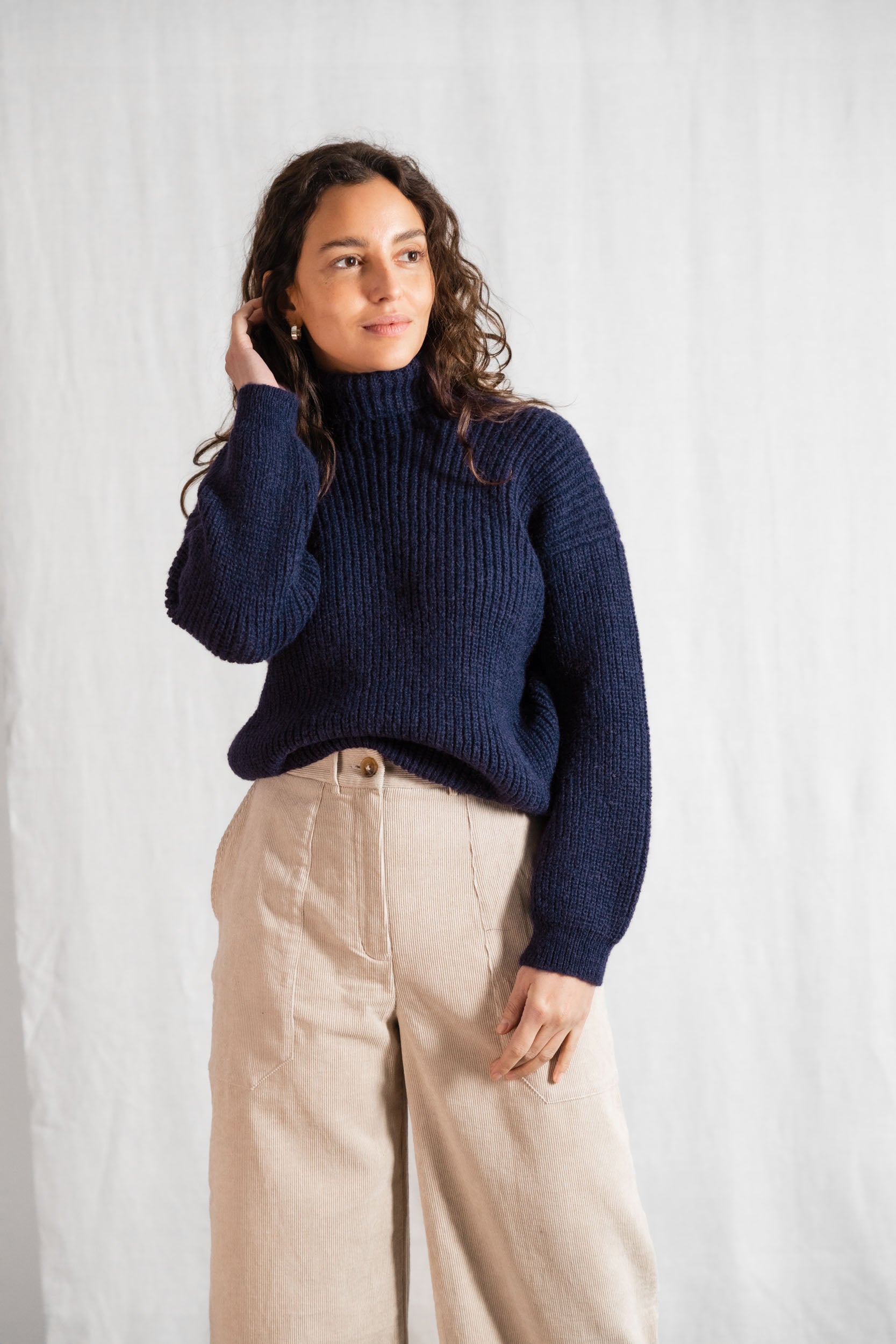 Baby-Alpaka Turtleneck Strickpullover Sabeti Blau