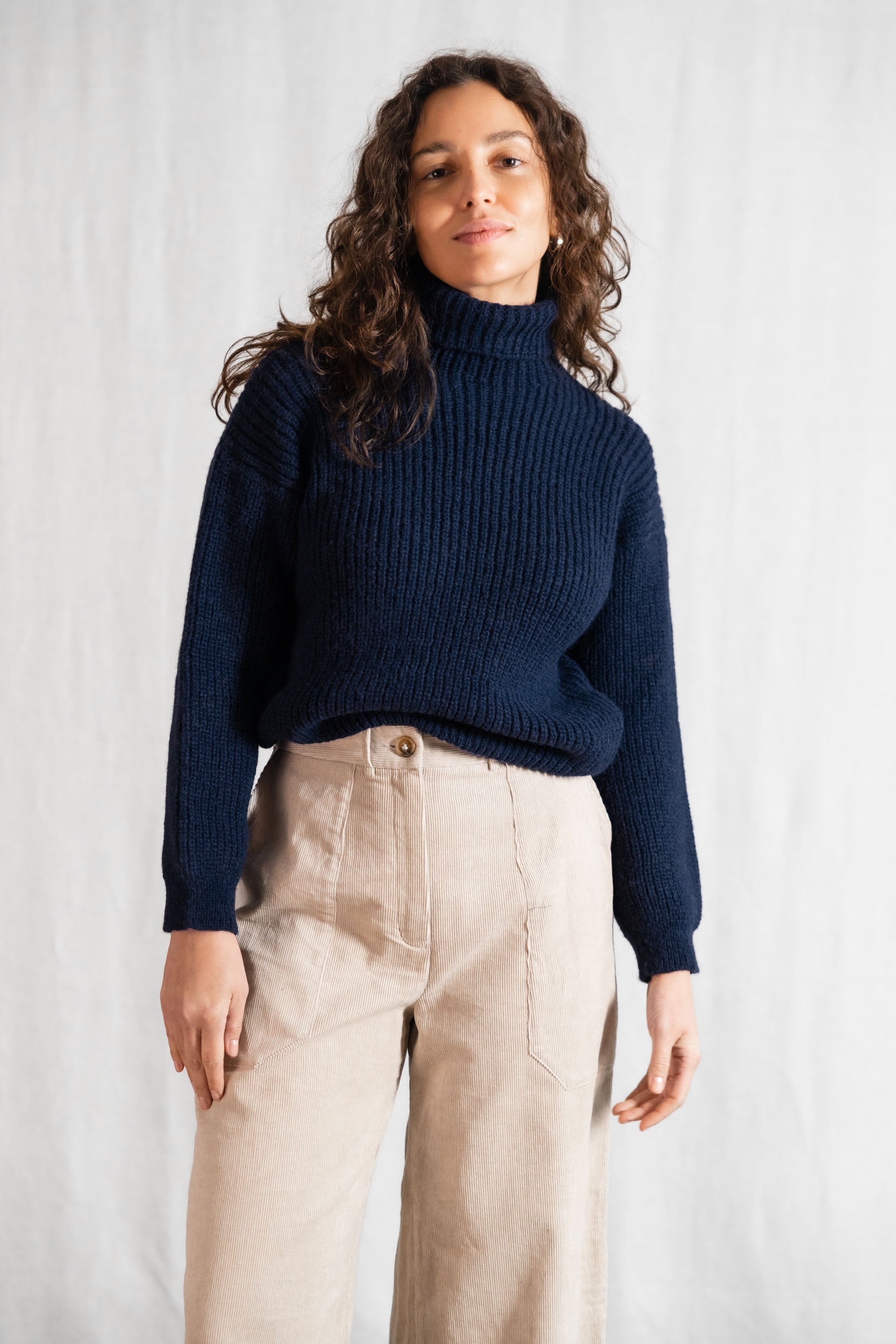 Baby-Alpaka Turtleneck Strickpullover Sabeti Blau
