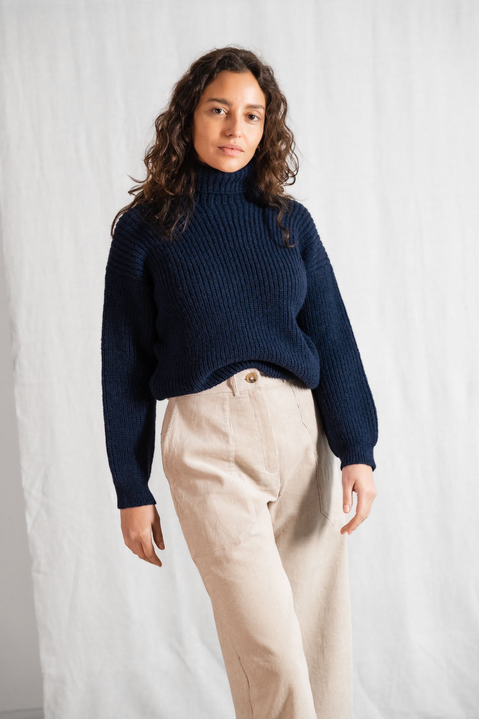 Baby-Alpaka Turtleneck Strickpullover Sabeti Blau