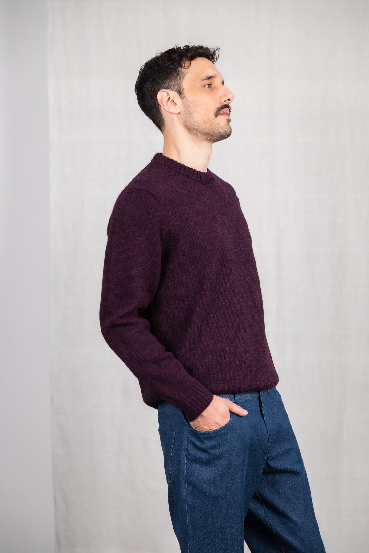 Baby-Alpaka Strickpullover Saposoa Brombeer