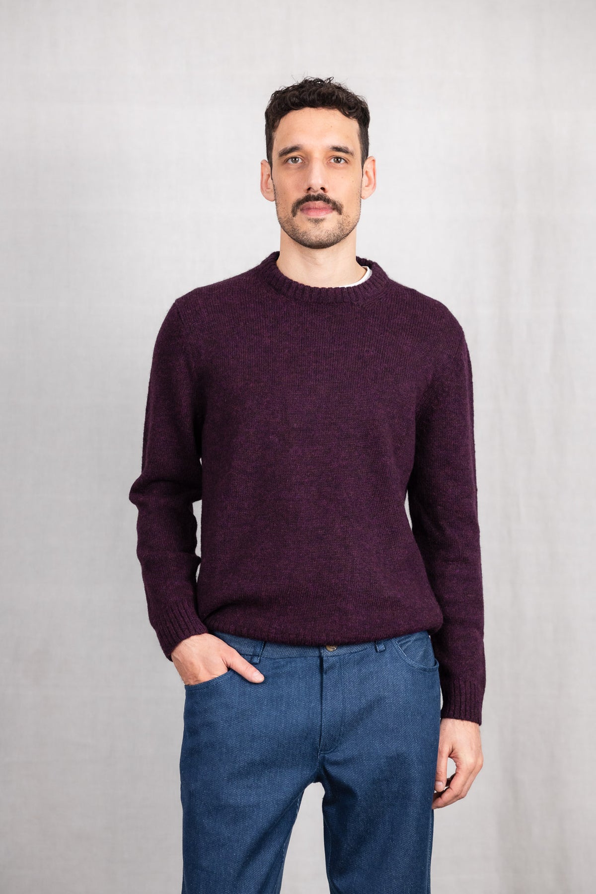 Baby-Alpaka Strickpullover Saposoa Brombeer