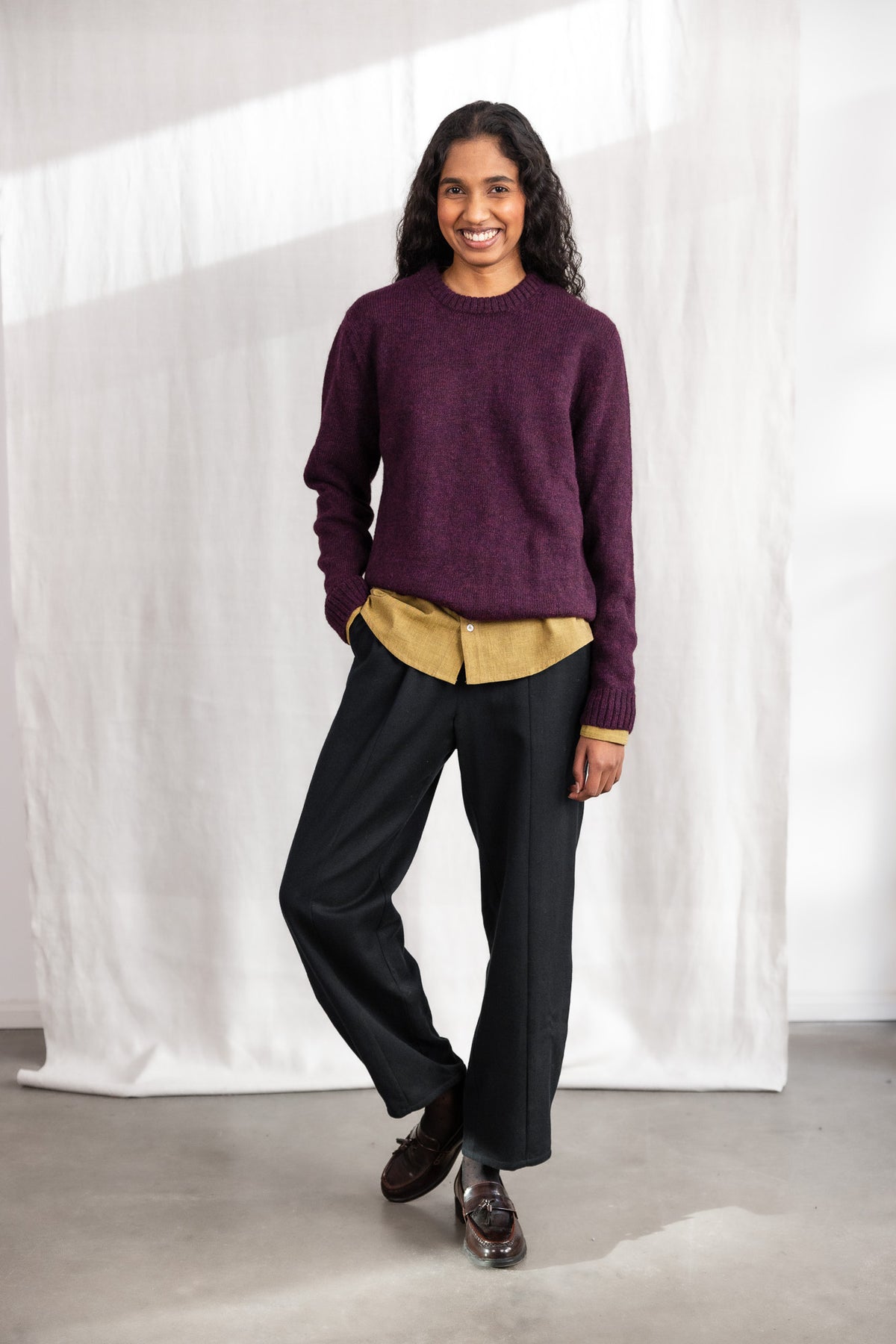 Baby-Alpaka Strickpullover Saposoa Brombeer