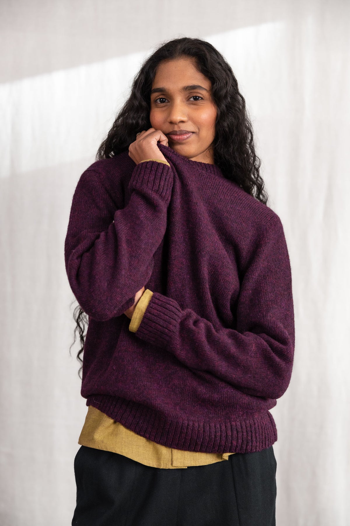 Baby-Alpaka Strickpullover Saposoa Brombeer
