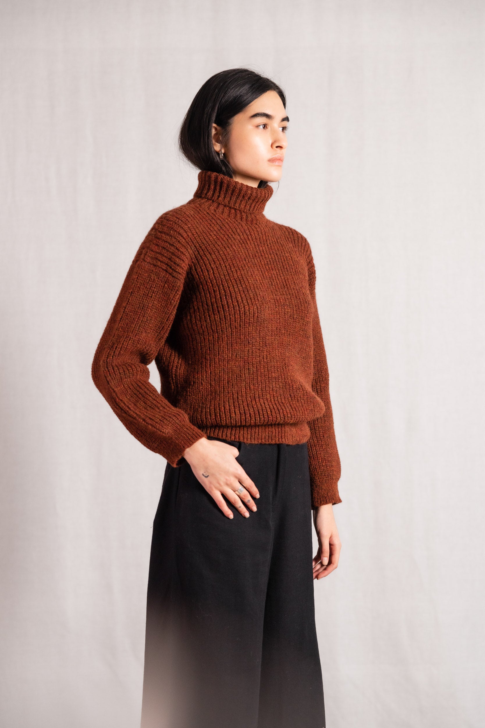 Baby-Alpaka Turtleneck Strickpullover Sabeti Kastanie