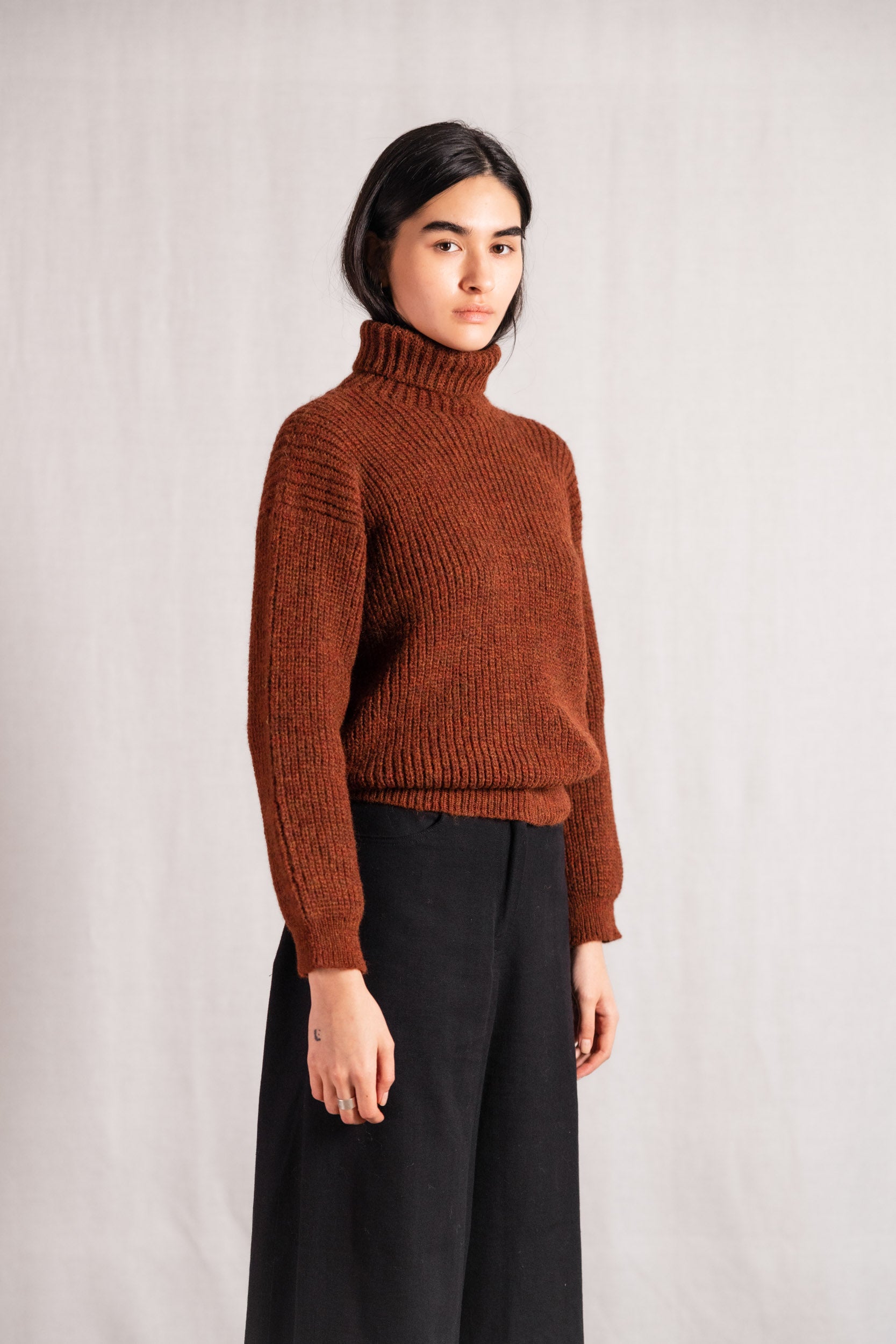 Baby-Alpaka Turtleneck Strickpullover Sabeti Kastanie