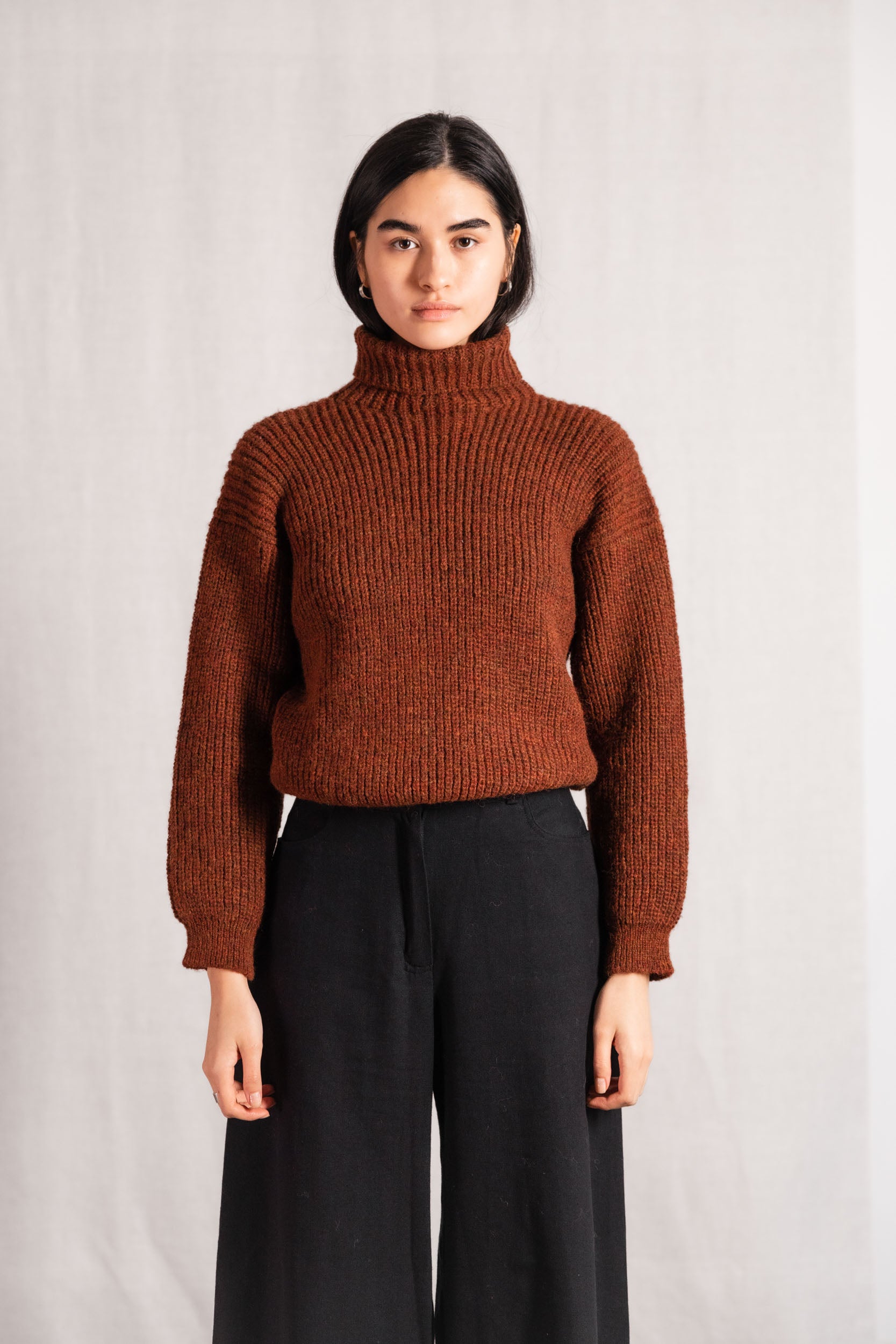 Baby-Alpaka Turtleneck Strickpullover Sabeti Kastanie
