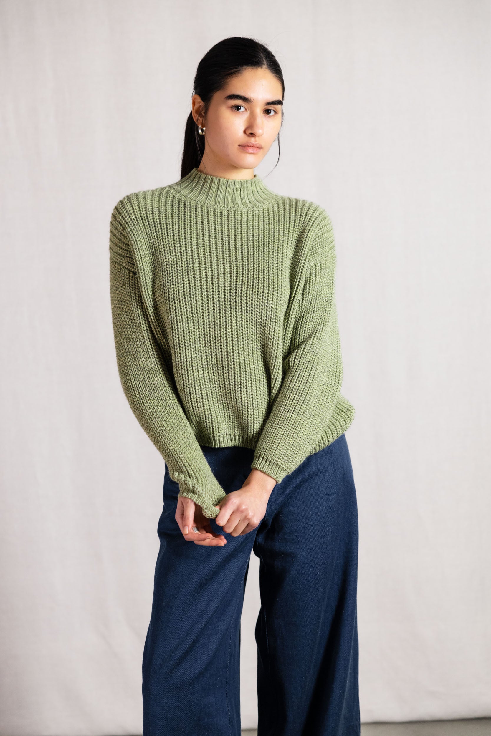 Baby-Alpaka Turtleneck Strickpullover Tacna Lindgrün