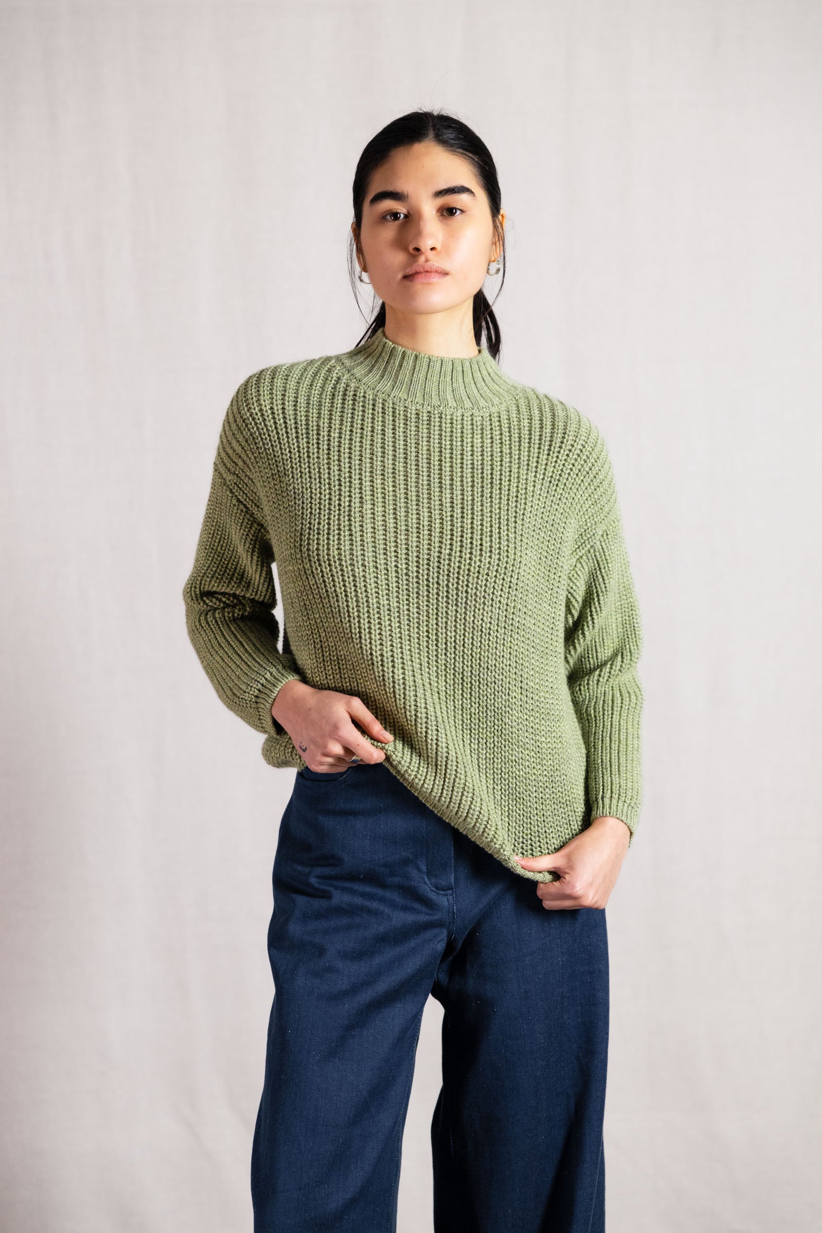 Baby-Alpaka Turtleneck Strickpullover Tacna Lindgrün