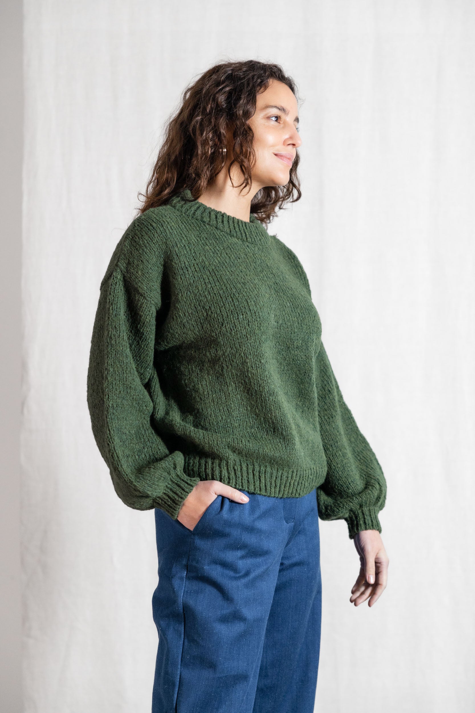 Baby-Alpaka Strickpullover Lupuna Olive