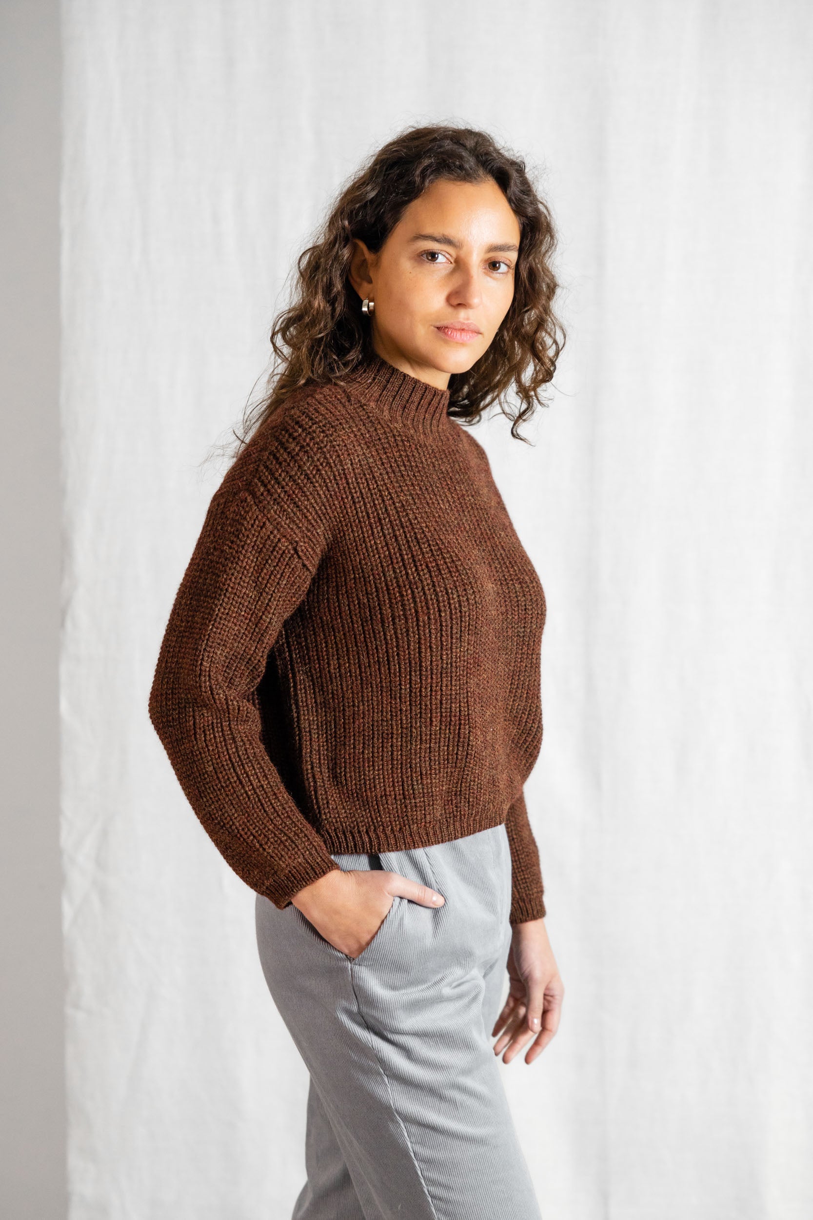 Baby-Alpaka Turtleneck Strickpullover Tacna Schokolade
