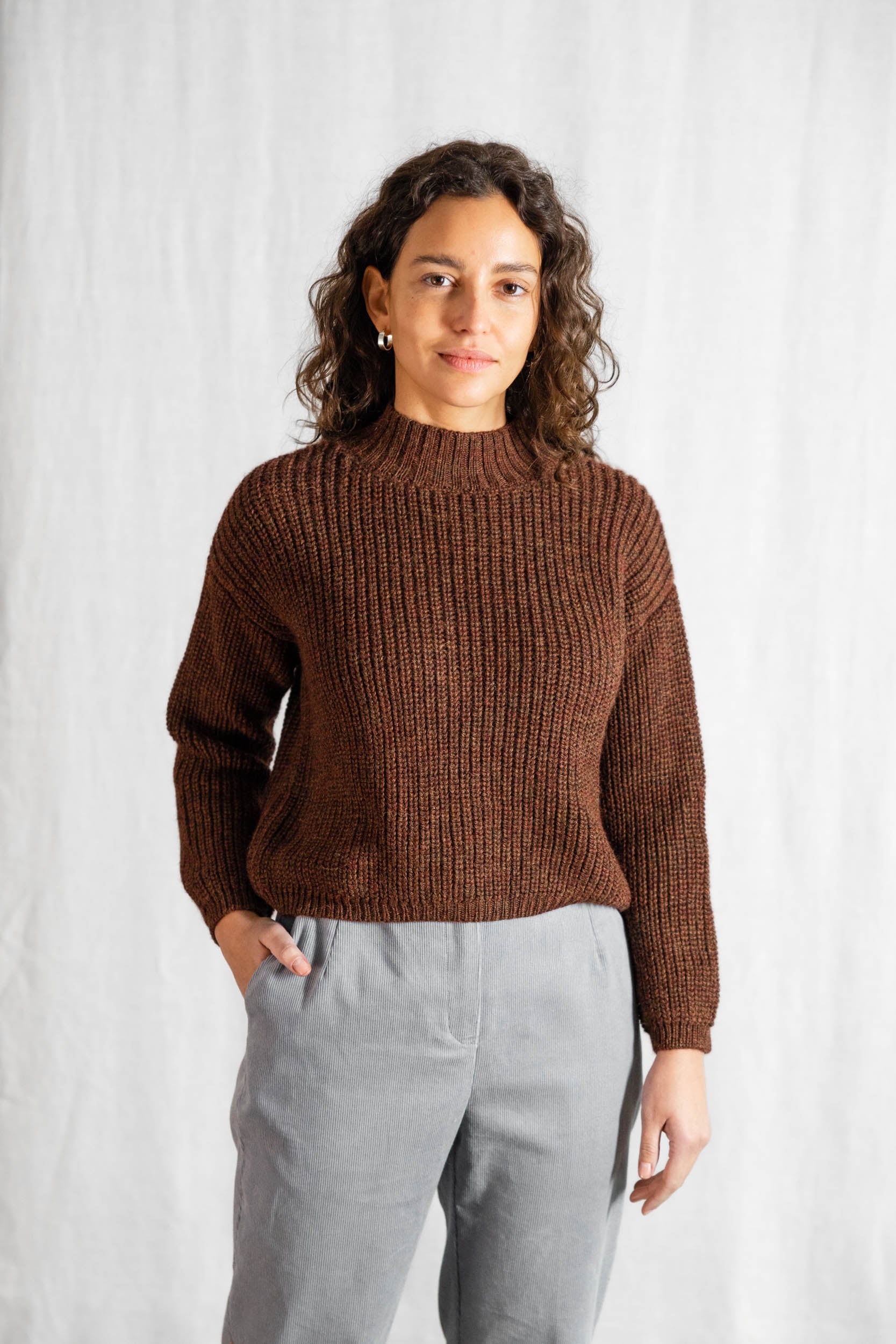 Baby-Alpaka Turtleneck Strickpullover Tacna Schokolade