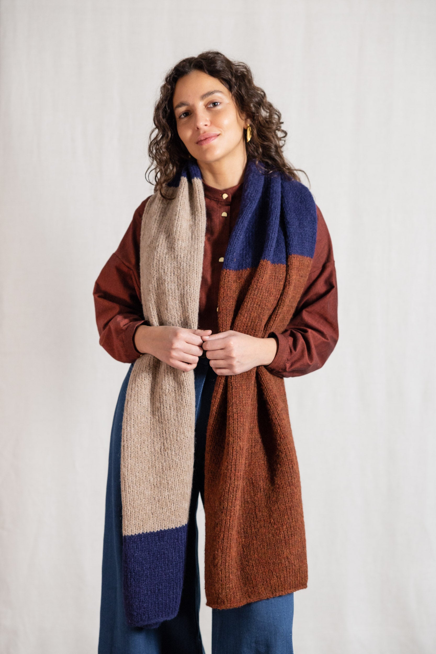 Baby-Alpaka Schal Tapabocas Colorblock