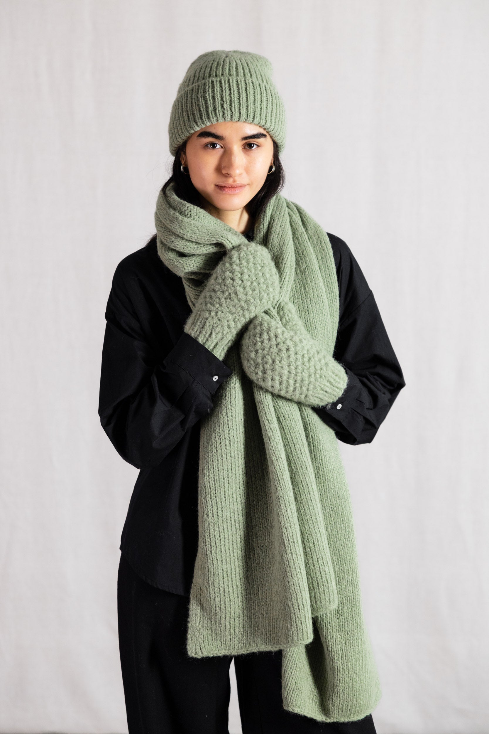 Baby-Alpaka Schal Tapabocas Mint
