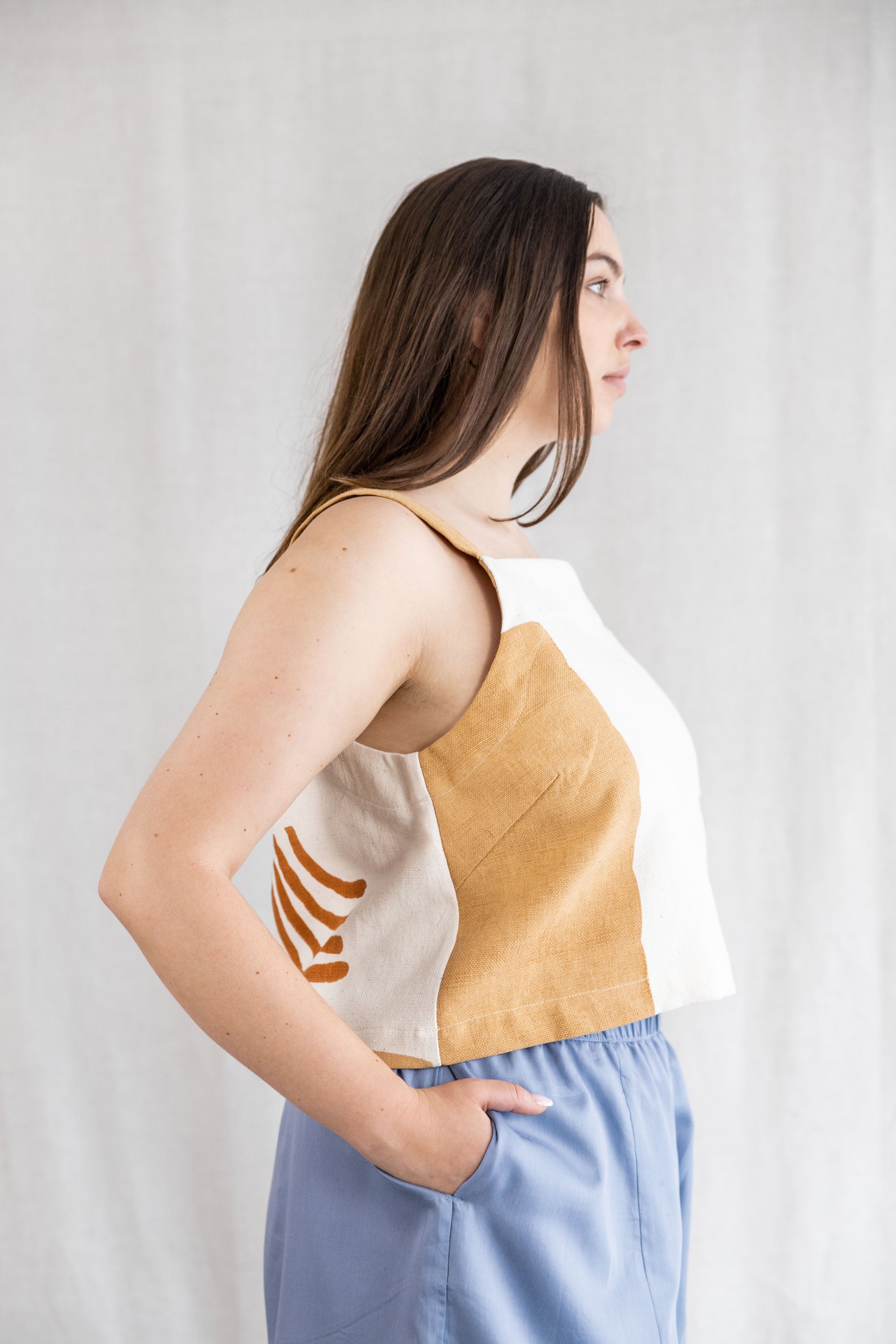 Bio-Baumwoll Top Chira Blockprint Savanne