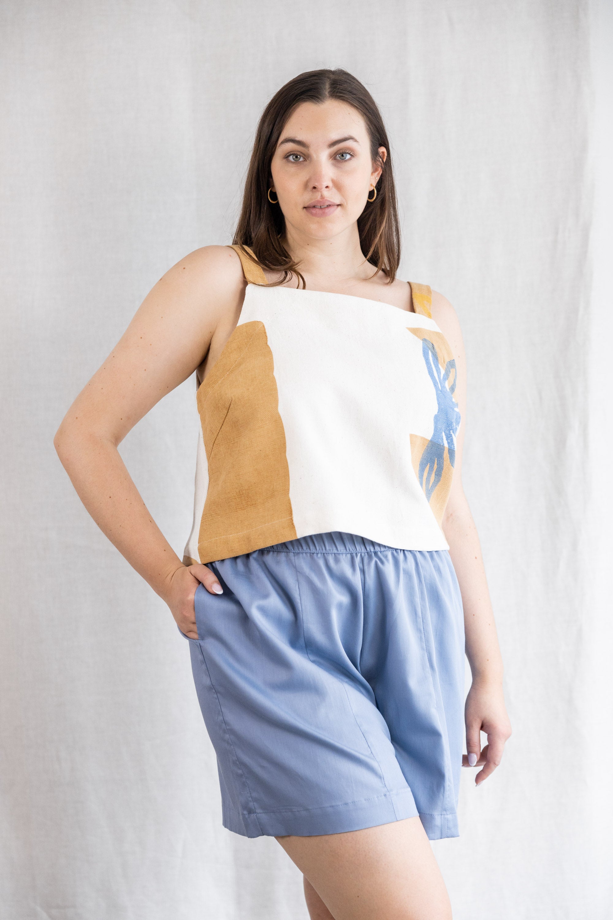 Bio-Baumwoll Top Chira Blockprint Savanne
