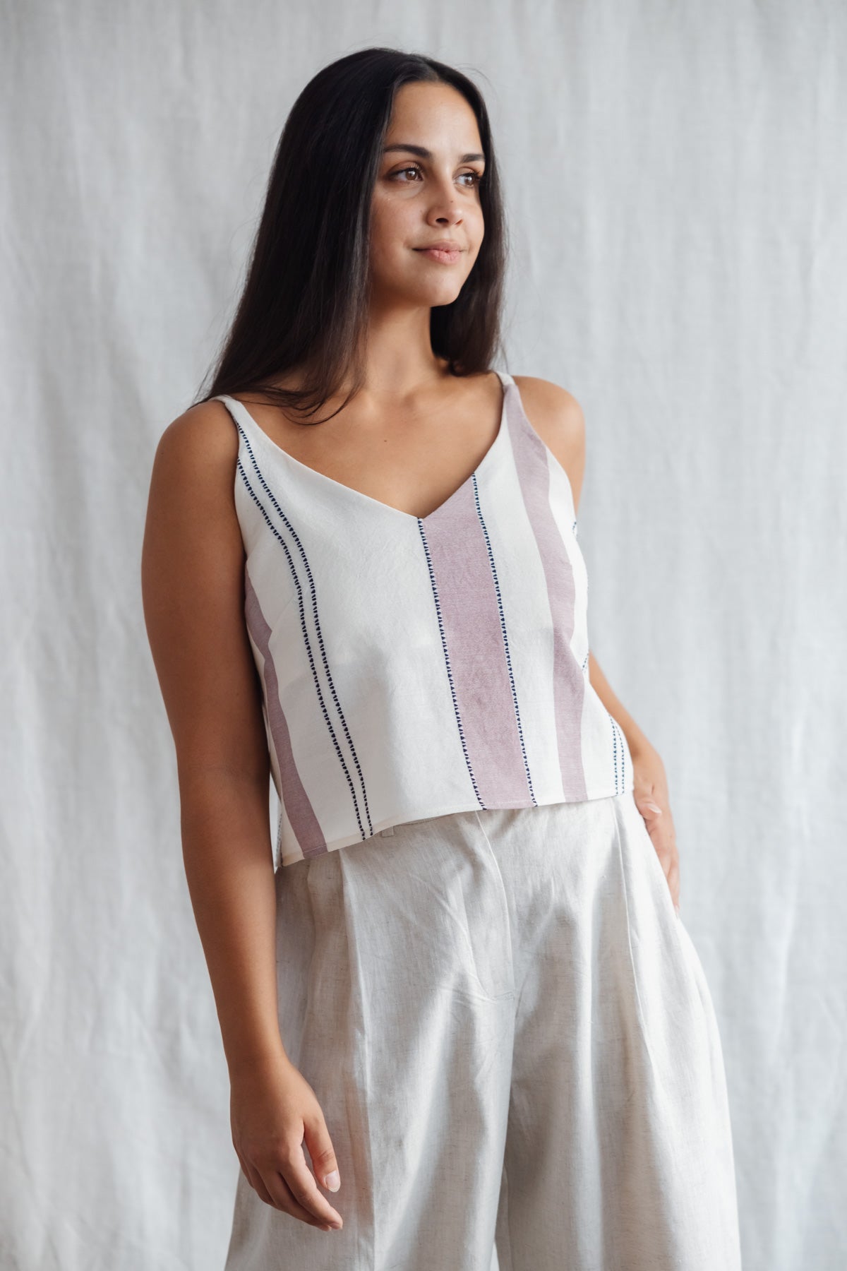 Baumwoll Croptop Iyani Webmuster Altrosa