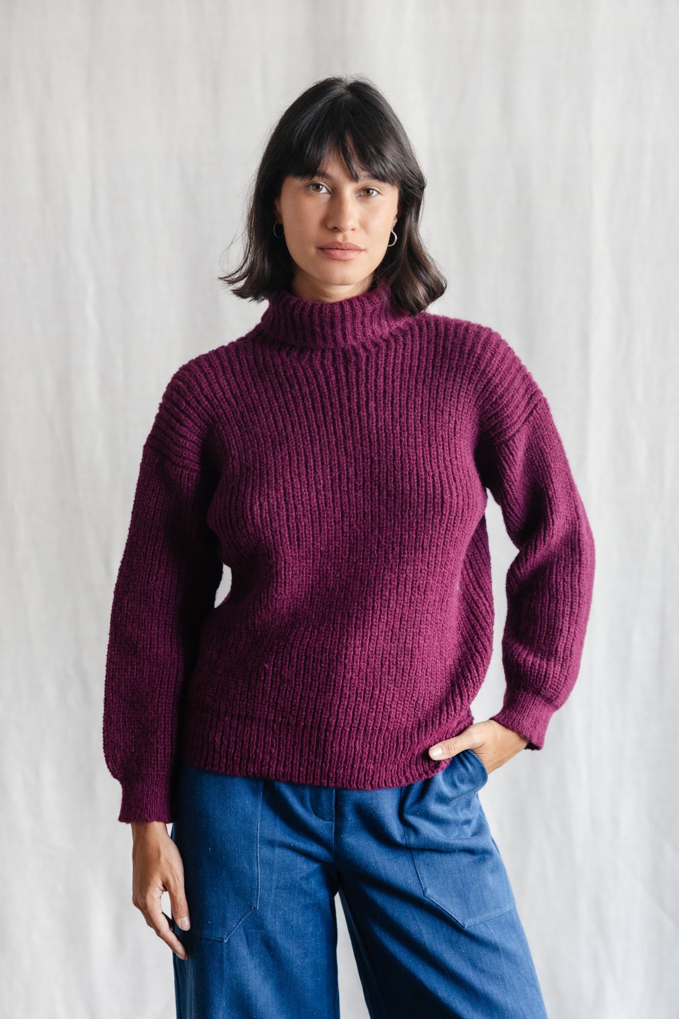 Baby-Alpaka Turtleneck Strickpullover Suave Berry