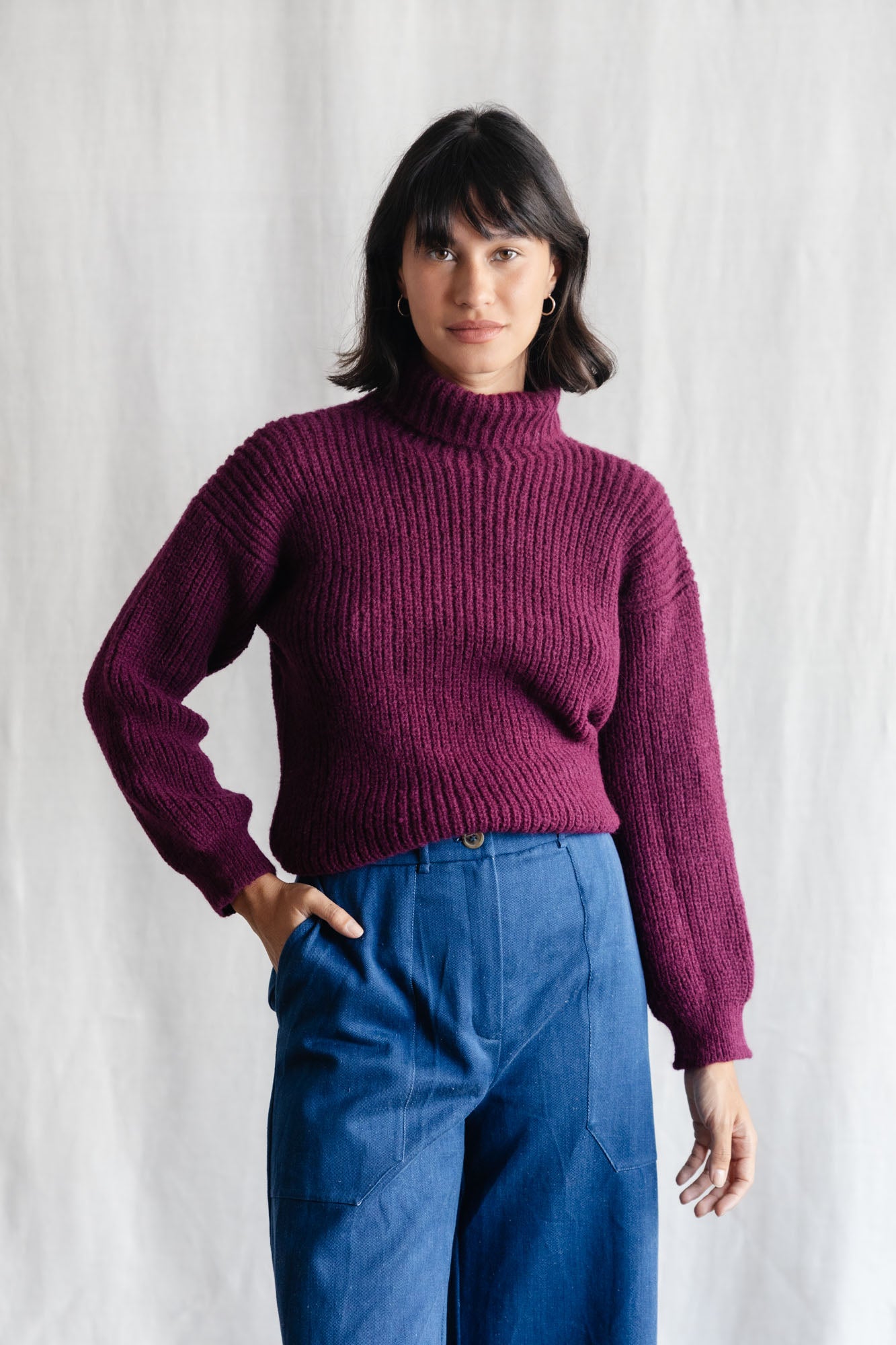 Baby-Alpaka Turtleneck Strickpullover Suave Berry