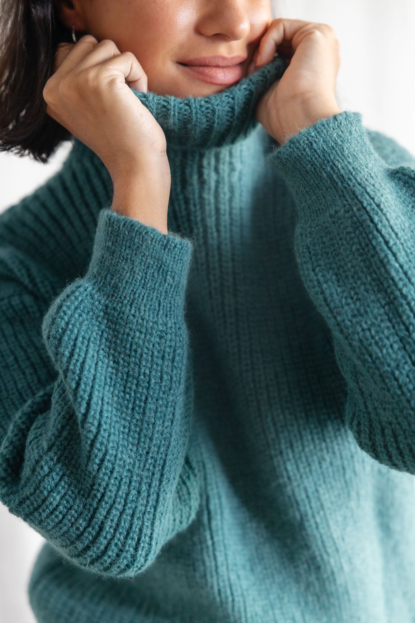 Baby-Alpaka Turtleneck Strickpullover Sabeti Ozean