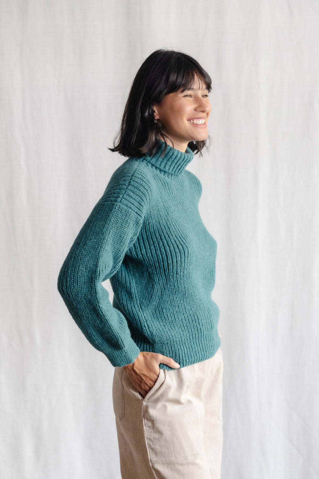Baby-Alpaka Turtleneck Strickpullover Sabeti Ozean