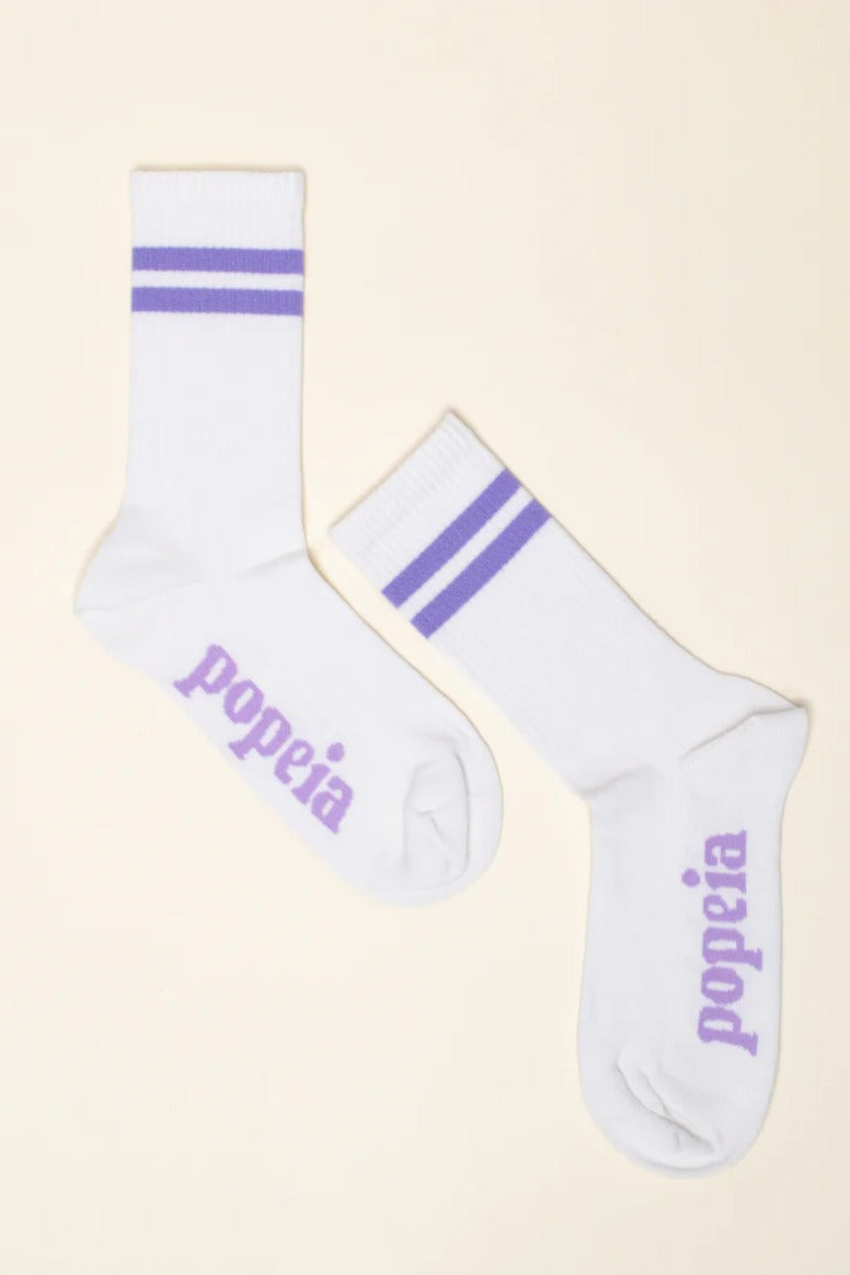 Popeia Bio-Baumwoll-Socken The Tennis Lila Streifen