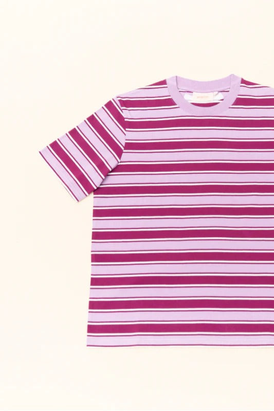 Popeia Organic Cotton Striped T-Shirt Aubergine/ Pink
